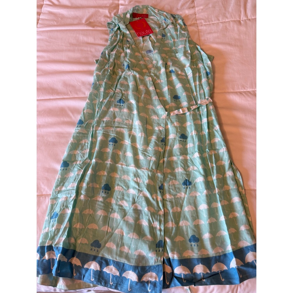 Haute Latitude Womens Umbrella Print Sleeveless Midi Wrap Dress Size M NWT